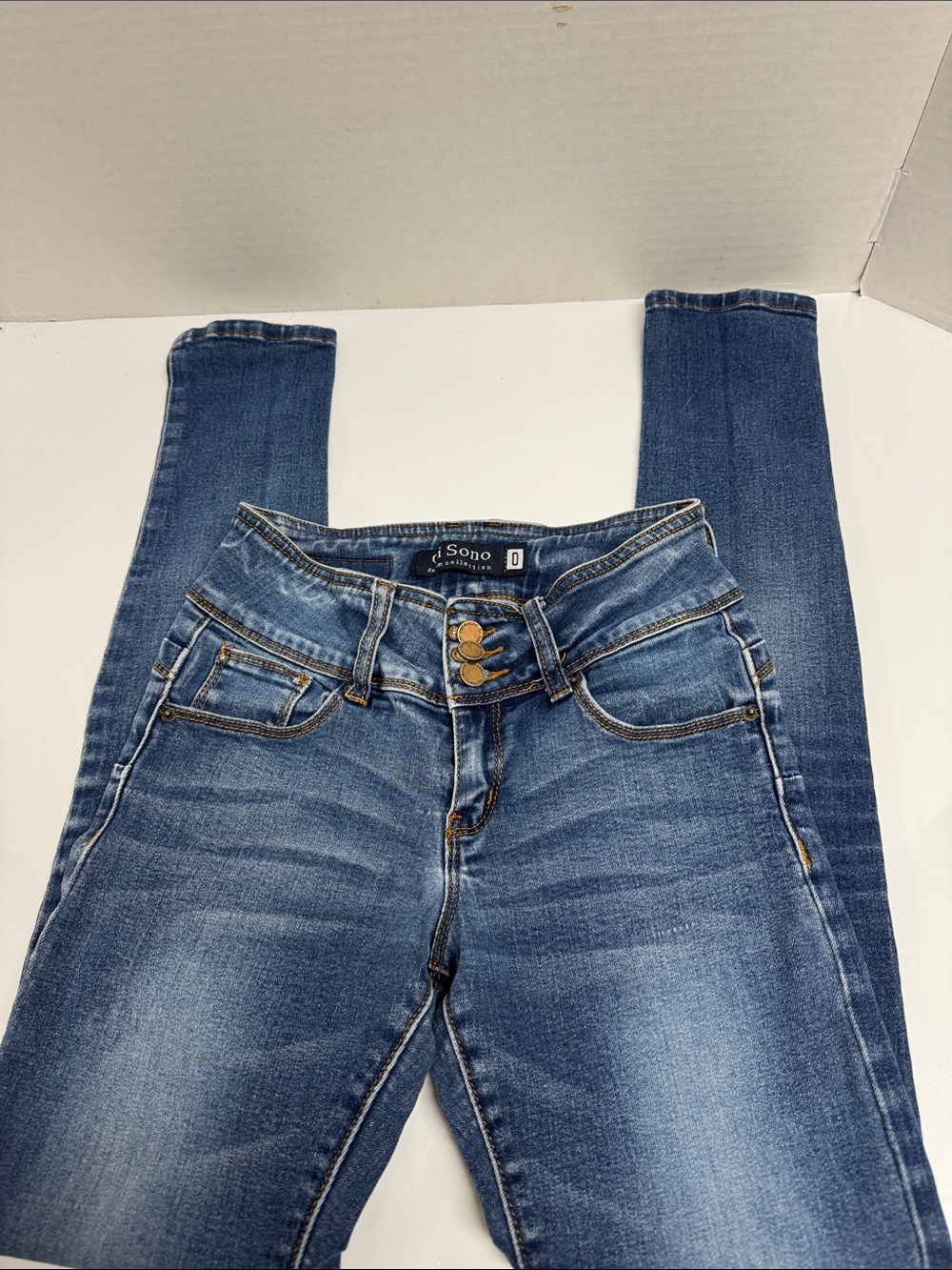 Ci Sono denim collection Dark Blue Skinny Jeans with Triple-Button Waist